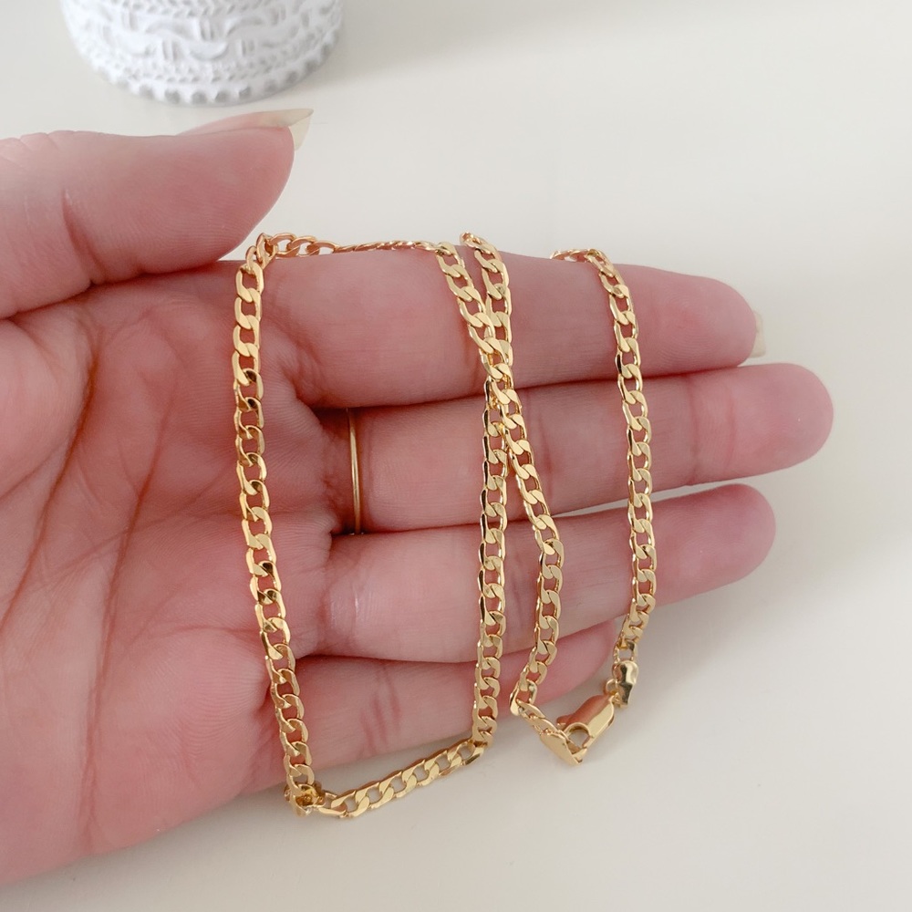 18k Gold Filled Flat Curb Necklace - Picture 7 of 8